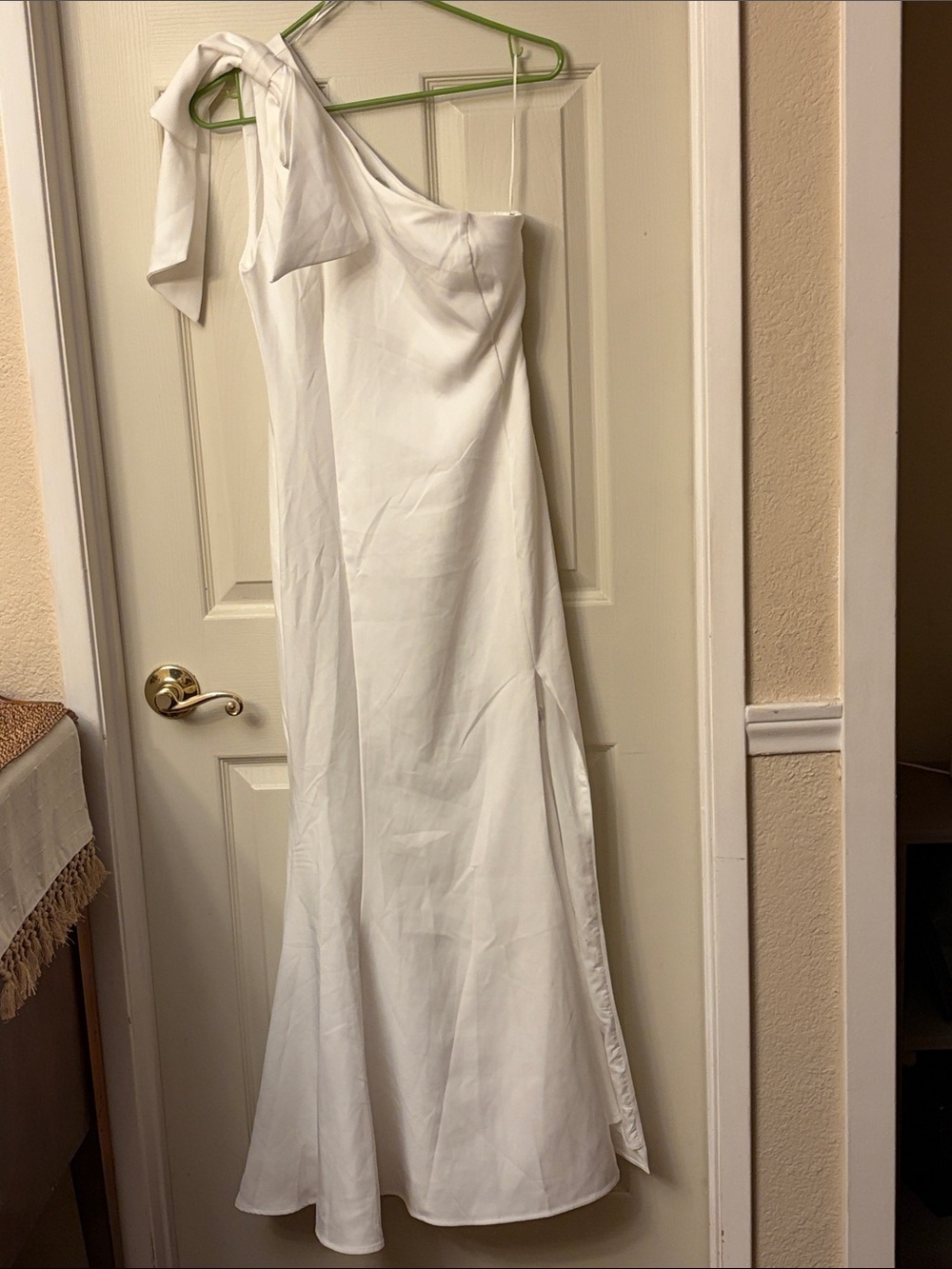 One-Shoulder Asymmetric Off -White Midi Dress with Side Slit by Petal & Pup - Picture 2 of 9